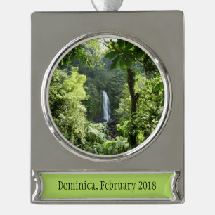 Trafalgar Falls Tropical Rainforest Fotografie Banner-Ornament Silber