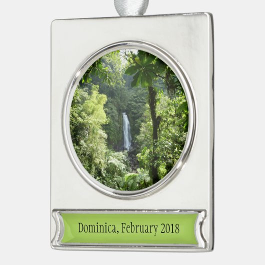 Trafalgar Falls Tropical Rainforest Fotografie Banner-Ornament Silber (Links)