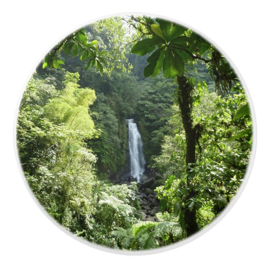 Trafalgar Falls Tropical Rainforest Fotografie Keramikknauf (Vorderseite)