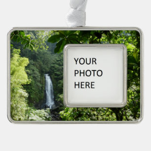 Trafalgar Falls Tropical Rainforest Fotografie Rahmen-Ornament Silber