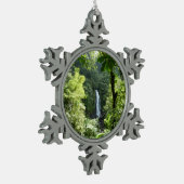 Trafalgar Falls Tropical Rainforest Fotografie Schneeflocken Zinn-Ornament (Links)