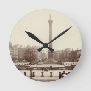 Trafalgar Quadrat, London (Sepia-Foto) Runde Wanduhr