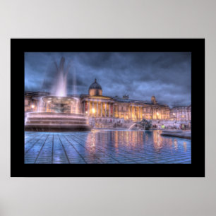 Trafalgar Square, London (Bordered) Print Poster