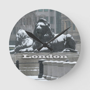 Trafalgar Square London - Snow Runde Wanduhr