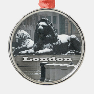 Trafalgar Square London - Snow Silbernes Ornament