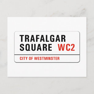 Trafalgar Square, London Street Sign Postkarte