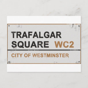 Trafalgar Square London - Vintage Schild Postkarte