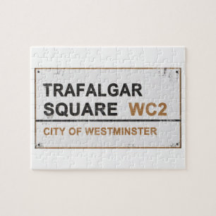 Trafalgar Square London - Vintages Zeichen Puzzle