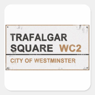 Trafalgar Square London - Vintages Zeichen Quadratischer Aufkleber