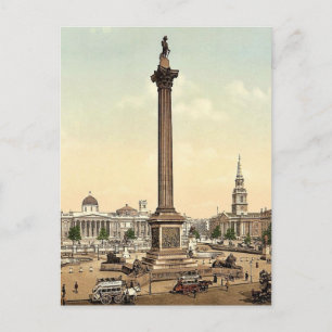 Trafalgar Square und National Gallery, London, Eng Postkarte