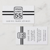 Traffic Attorney Lawyer Law Speed Limit Sign Visitenkarte (Vorne/Hinten)
