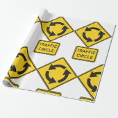Traffic Circle Road Sign Yellow Diamond Geschenkpapier (Ungerollt)