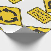 Traffic Circle Road Sign Yellow Diamond Geschenkpapier (Ecke)