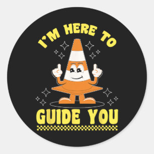 Traffic Cone Halloween Kostüm bin ich hier, um zu Runder Aufkleber