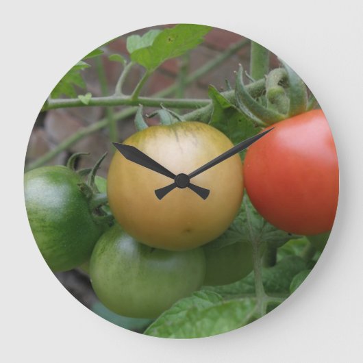 Traffic Light Tomatoes Wall Clock Große Wanduhr (Vorderseite)