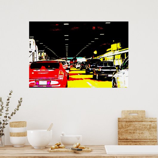 Traffic-Stau-Autos in Tunnel Art Poster (Küche)