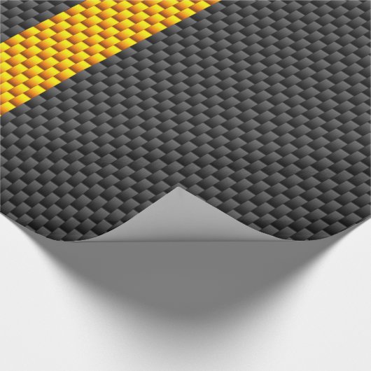 Traffic Yellow Racing Stripes Carbon Fibre Style Geschenkpapier (Ecke)