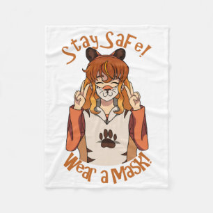 Trag eine Maske! Fleecedecke