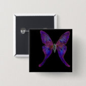 Tragbare Kunst des klaren blauen Schmetterlinges Button (Vorne & Hinten)