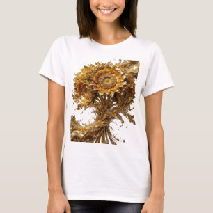 Tragbare Kunst GOLDENE SONNENBLUMEN Spielendes Gol T-Shirt