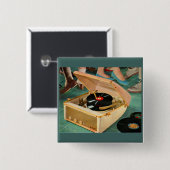 tragbare Plattenspieler und -anzeige der 50er Jahr Button (Vorne & Hinten)