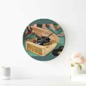 tragbare Plattenspielerwerbung für die 50er Jahre Große Wanduhr (Zuhause)