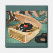 tragbare Plattenspielerwerbung für die 50er Jahre Magnet (Vorne)