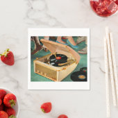 tragbare Plattenspielerwerbung für die 50er Jahre Serviette (Beispiel)