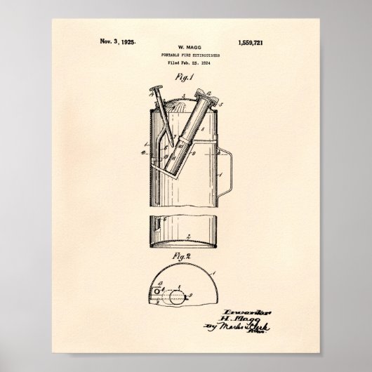 Tragbarer Feuerlöscher 1925 - alter Peper Poster (Vorne)