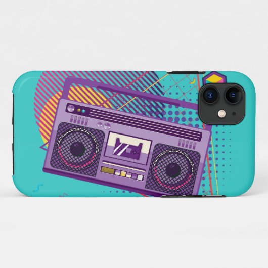 tragbarer Funkkassettenspieler mit Funky 80er, Boo Case-Mate iPhone Hülle (Rückseite (Horizontal))