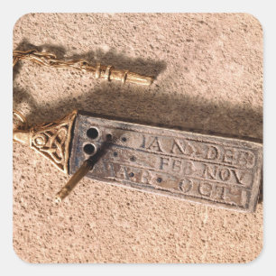 Tragbarer Sundial, Silber und Gold, 10. Quadratischer Aufkleber