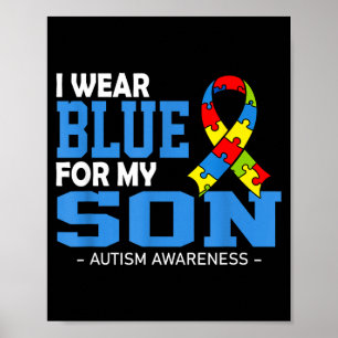 Trage Blau für das Autismus-Bewusstsein meines Soh Poster