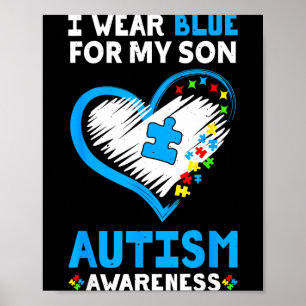 Trage Blau für das Autismus-Bewusstsein meines Soh Poster