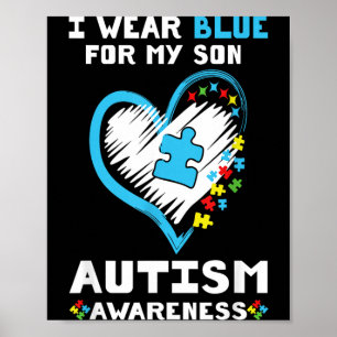 Trage Blau für Sohn Autismus-Bewusstsein Mama Papa Poster