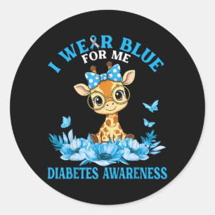Trage Blau Für Süße Giraffen Blumen Diabetes Runder Aufkleber