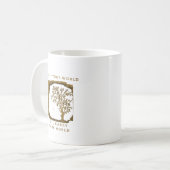 Trage Deine Welt – Goldenes Design Kaffeetasse (Vorderseite Links)