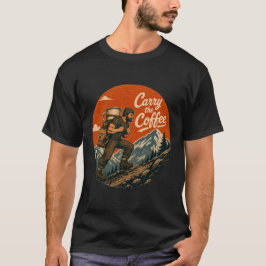 Trage den Kaffee Vintage-Abenteuer T-Shirt