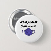 Trage eine Maske und Rett ein Leben Button (Vorne & Hinten)