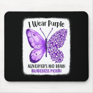 Trage lila Alzheimer- und Gehirn-Bewusstseinsmonat Mousepad