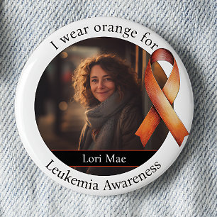 Trage Orange für Leukämie-Bewusstsein Foto Button