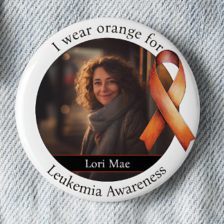 Trage Orange für Leukämie-Bewusstsein Foto Button