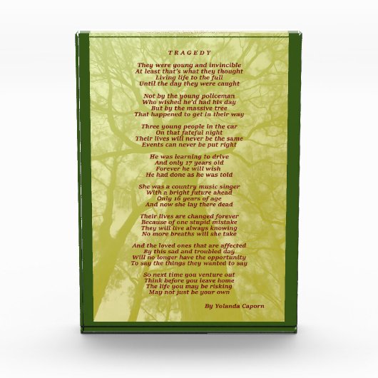 Tragedy-Akrylblock Fotoblock (Vorderseite)