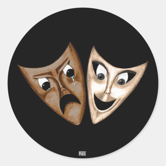 Tragedy & Comedy Runder Aufkleber (Vorderseite)