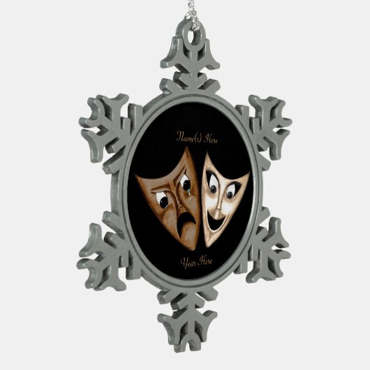 Tragedy & Comedy Schneeflocken Zinn-Ornament (Links)