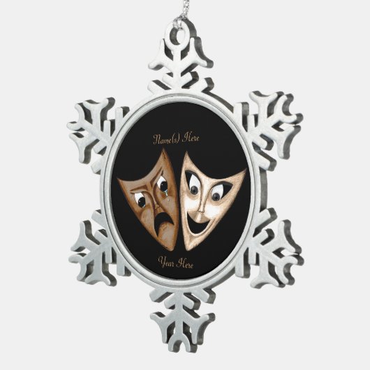 Tragedy & Comedy Schneeflocken Zinn-Ornament (Rechts)