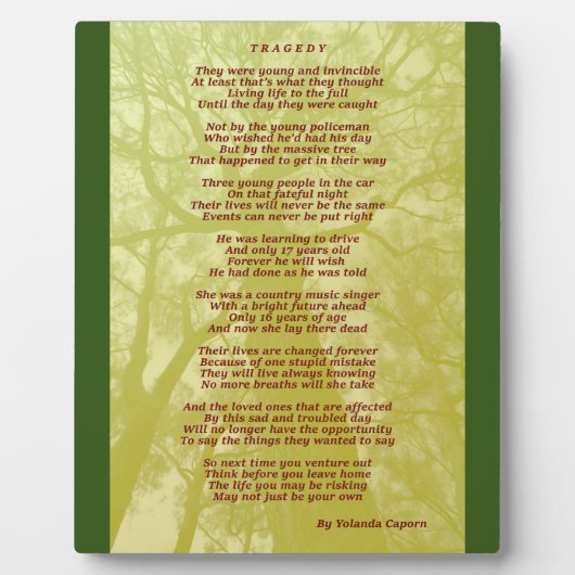 Tragedy Plaque Fotoplatte (Vorderseite)