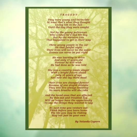 Tragedy Window Clying Fensteraufkleber (Blatt 3)