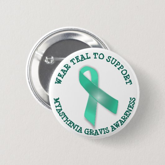 Tragen Aquamarin, um Myasthenia Gravis Bewusstsein Button (Vorne & Hinten)