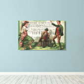 Tragen der grünen Sheetmusic Leinwanddruck (Insitu (Holzboden))