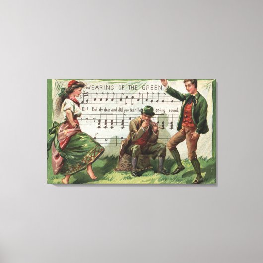 Tragen der grünen Sheetmusic Leinwanddruck (Vorderseite)